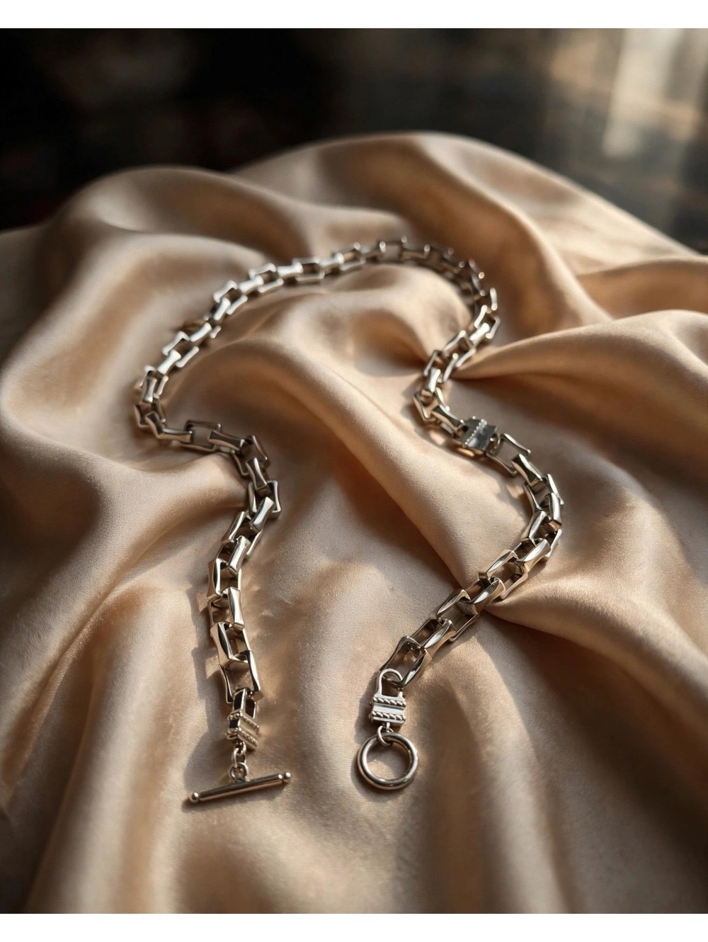 Chunky Link Chain Necklace โ 26 Inch, Toggle Clasp, 3/8 Inch Wide